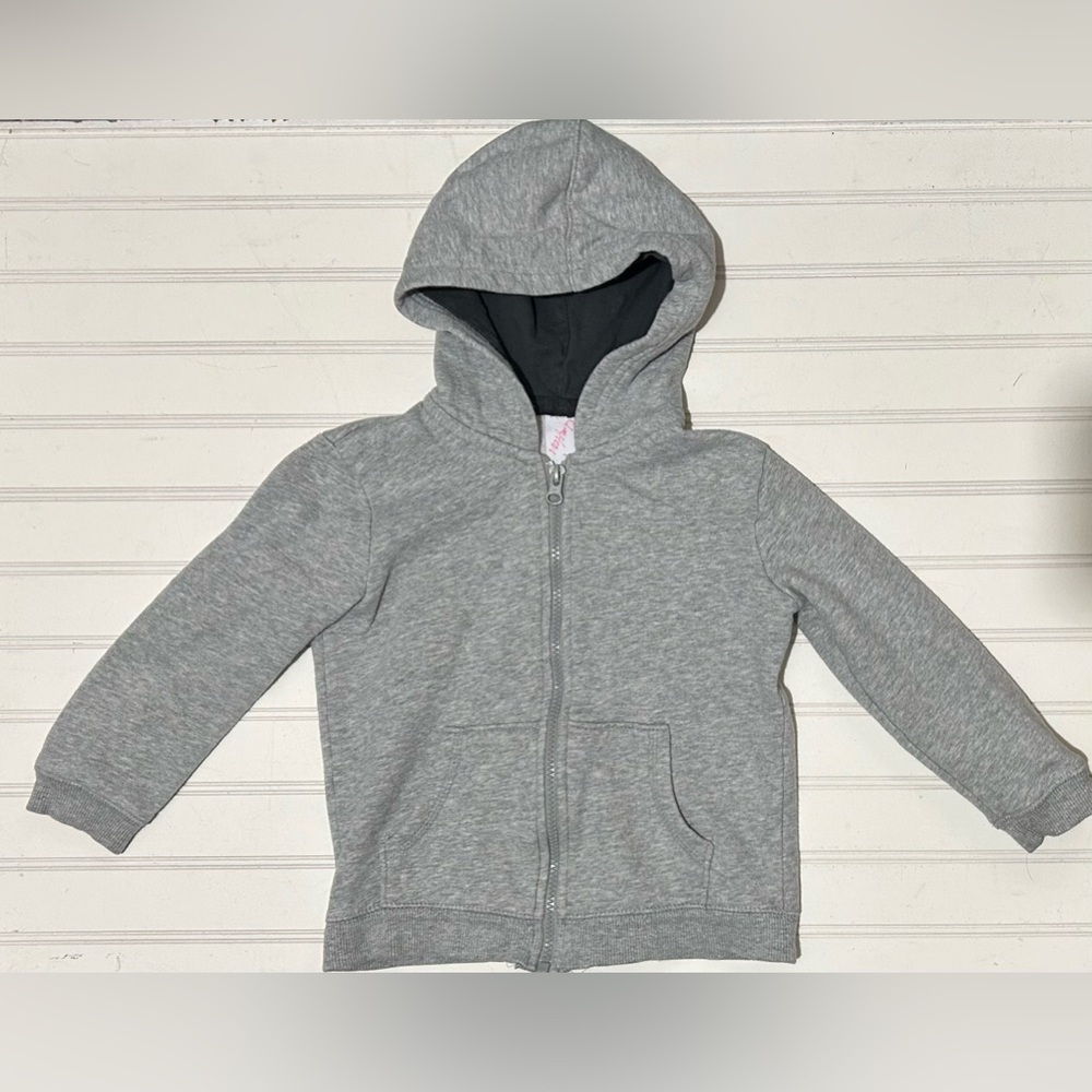 Kids Jacket Size 4T Gray Zip Up‎ Hooded Sweater Cotton Blend Boy Girl Soft Coat